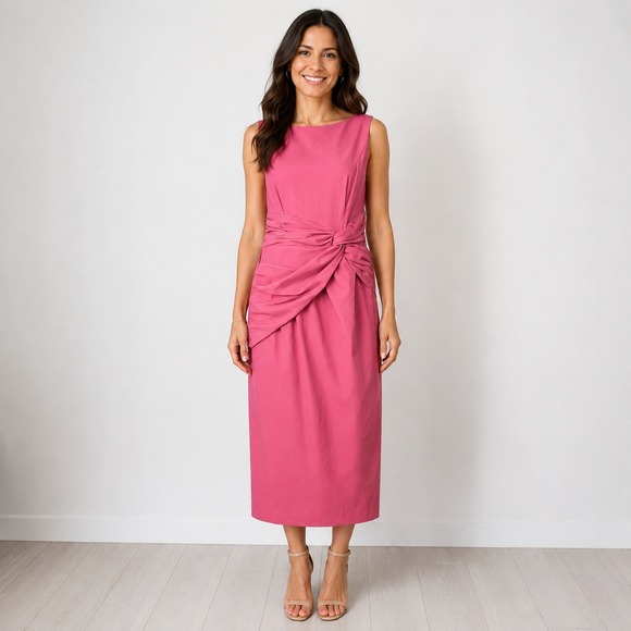 Kay Unger Dresses & Skirts - NWT Kay Unger Sabina Dress 16 Berry Sorbet Twisted Midi Sheath Formal Wedding
